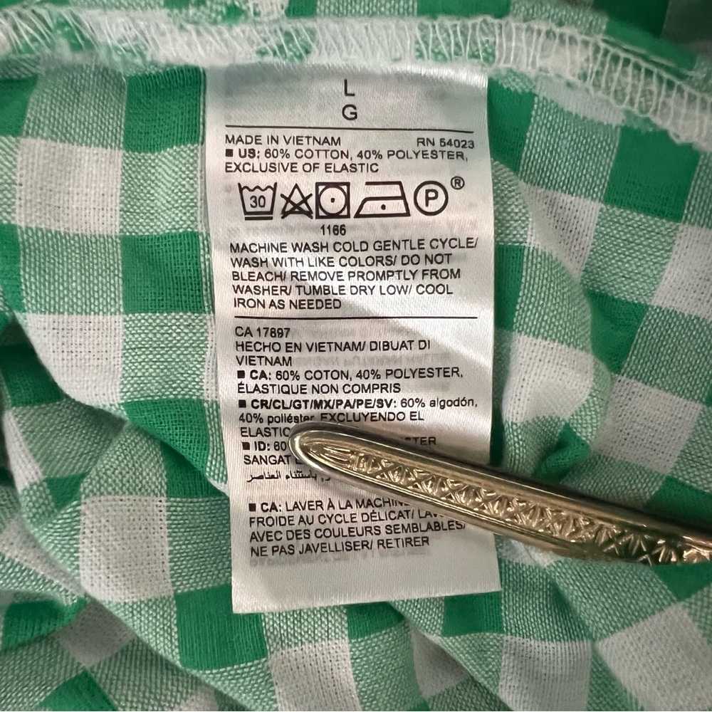 NWT Old Navy L Green Gingham Seersucker Midi Dress - Picture 5 of 5